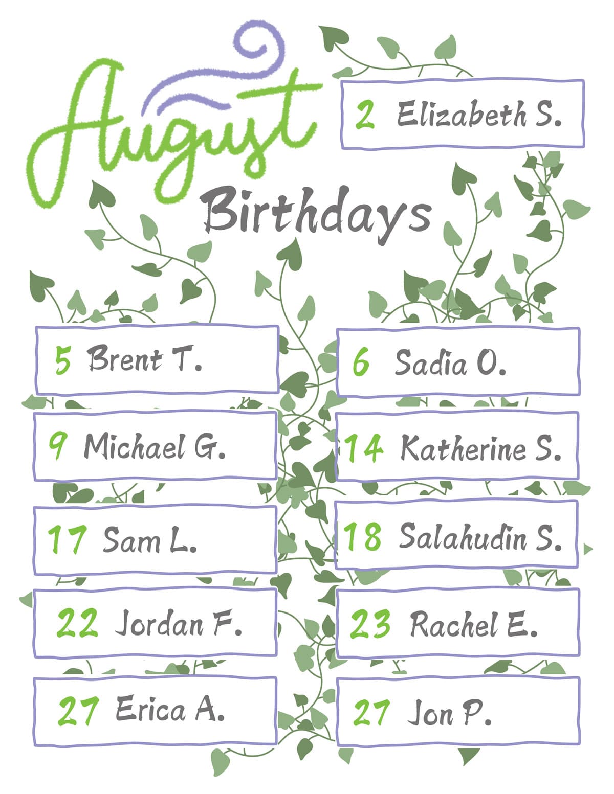 August Birthdays